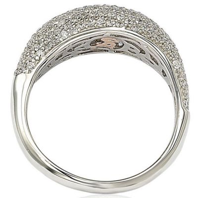 Sterling Silver Cubic Zirconia Pave Curved Puff Ring