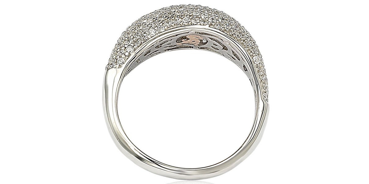 Suzy Levian New York Suzy Levian Sterling Silver Cubic Zirconia Pave Curved Puff Ring