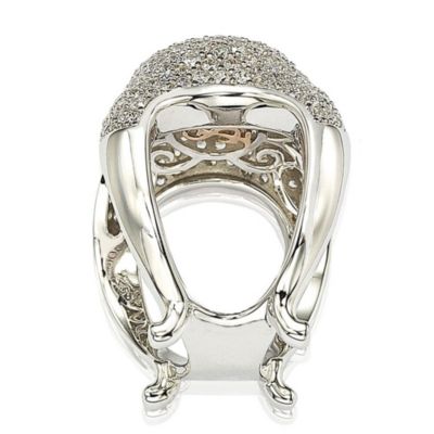 Sterling Silver Cubic Zirconia Stand-Up Pave Dome Ring
