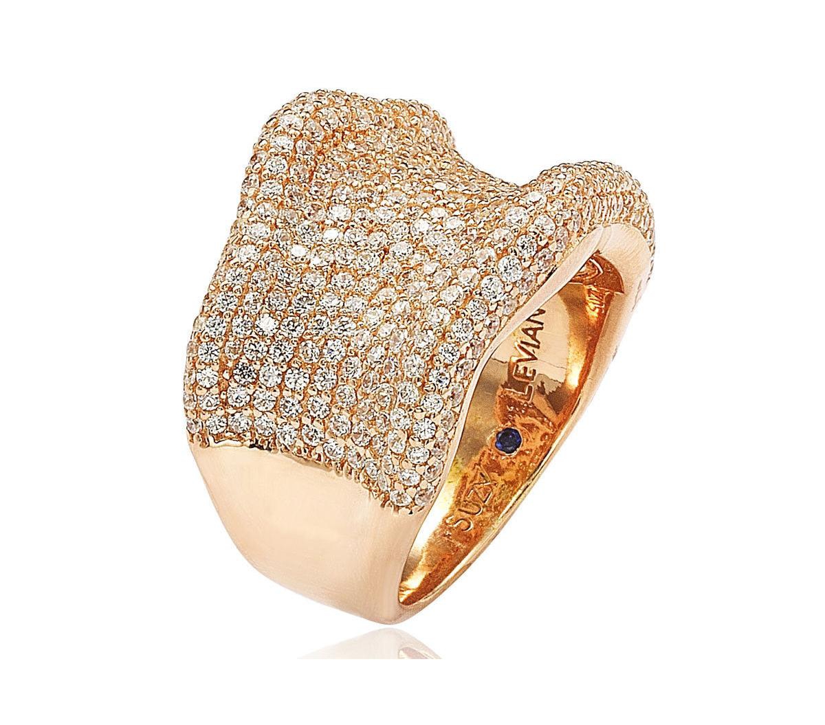 Suzy Levian New York Suzy Levian Sterling Silver Cubic Zirconia Pave Curved Wide Ring