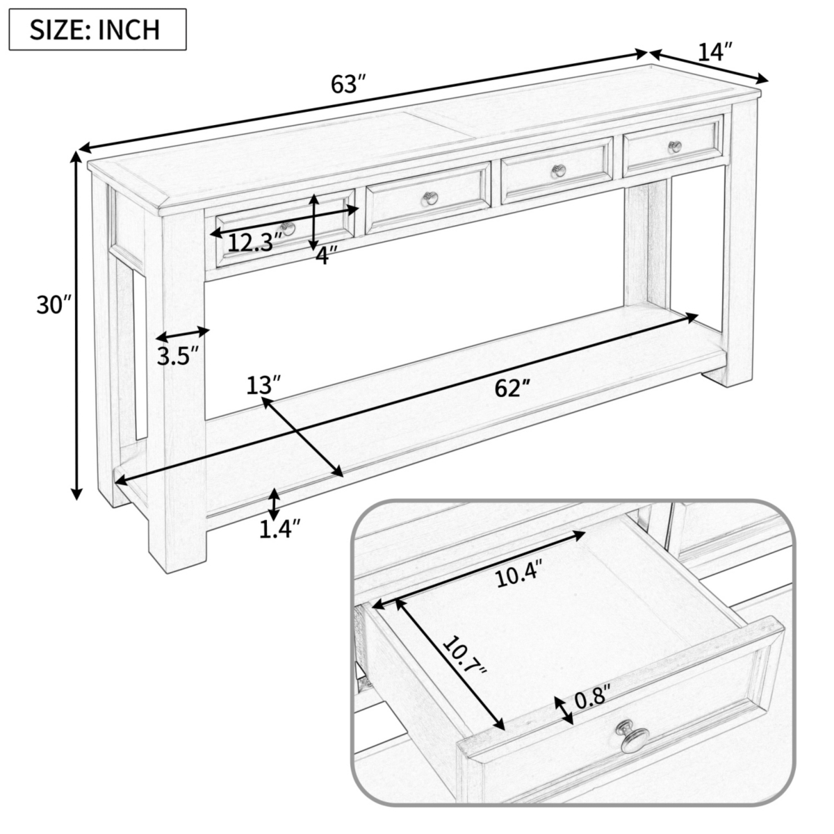 Simplie Fun Console Table/Sofa Table With Storage Drawers And Bottom Shelf For Entryway Hallway