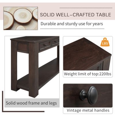 Console Table with Storage and Shelf