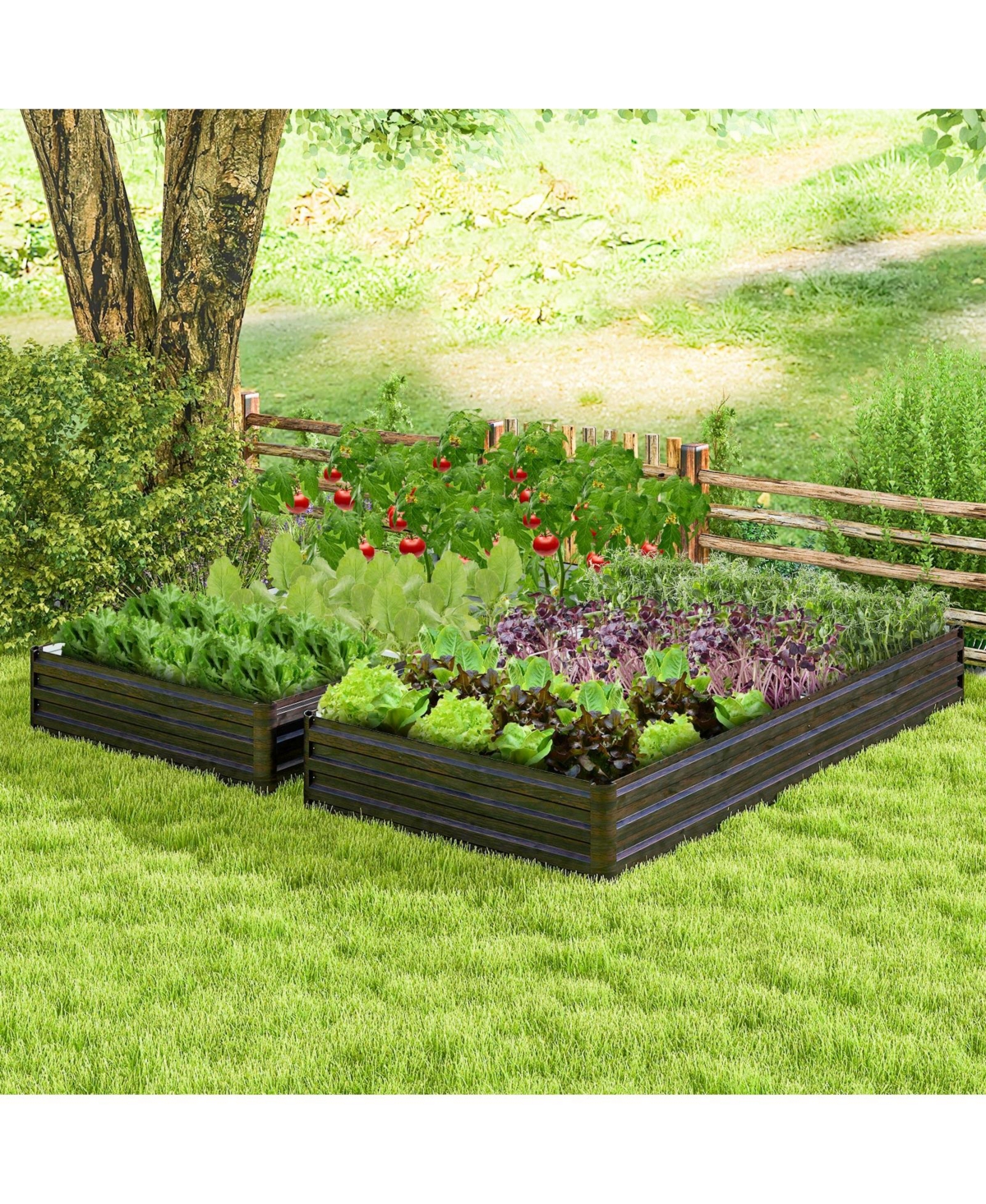 Sugift Outdoor Metal Planter Box for Vegetable Fruit Herb Flower