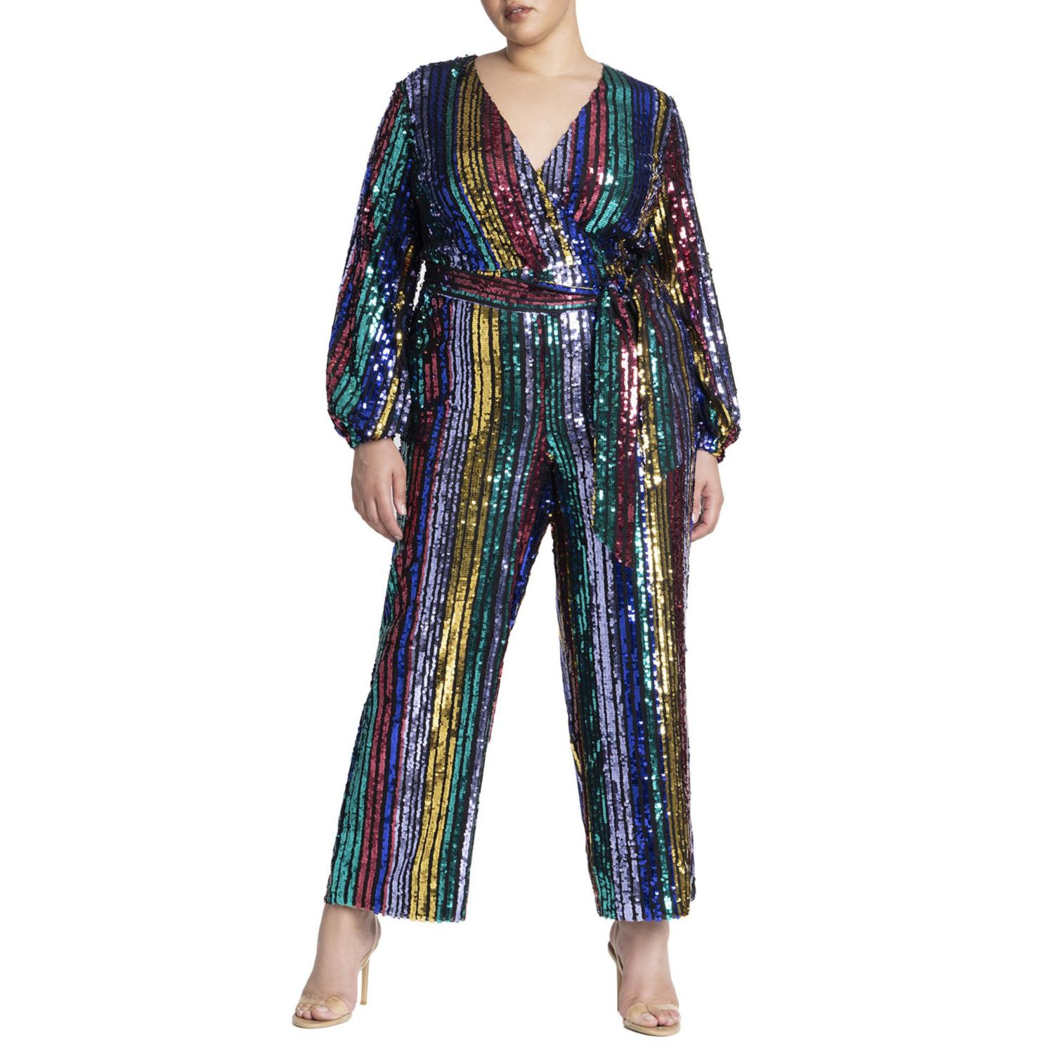 Women's Multicolor Stripe Sequin Jumpsuit