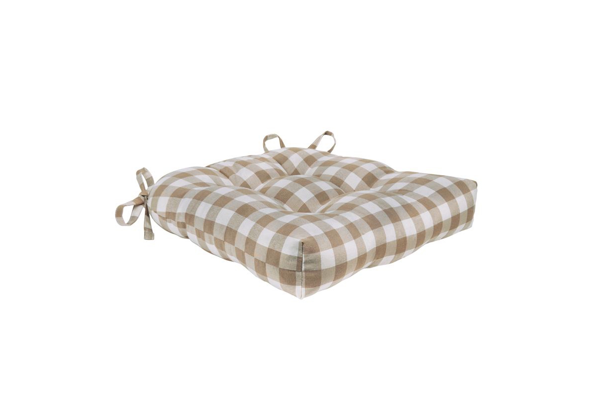 Kate Aurora Country Living Gingham Plaid Checkered Country Farmhouse Chair Cushion Pads - Piece, Country Burgundy