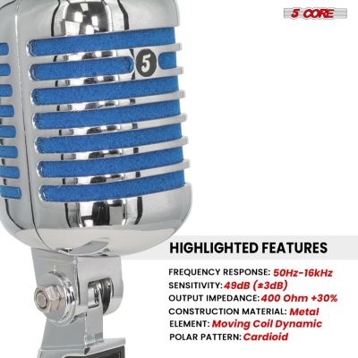 Professional Vintage Microphone for Singing Dynamic Super Cardiod XLR Old Retro Wired Vocal Mic