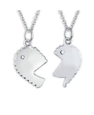 Best Friends BFF Split Heart Puzzle Mother Daughter Pendant Necklace Silver