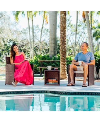 3 Piece Patio Furniture Wicker Conversation Set