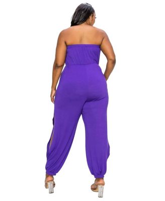 Plus Size Boucie Sleeveless Jumpsuit w/ Leg Slit