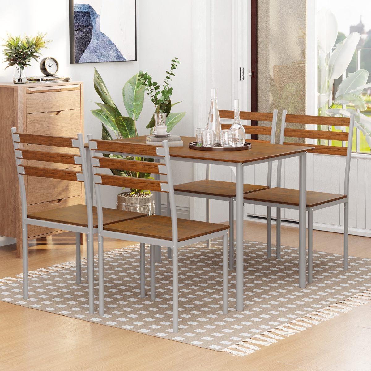 Homcom Multi-Section Outside or Inside Seating Bench with Tabletop Smooth Surface