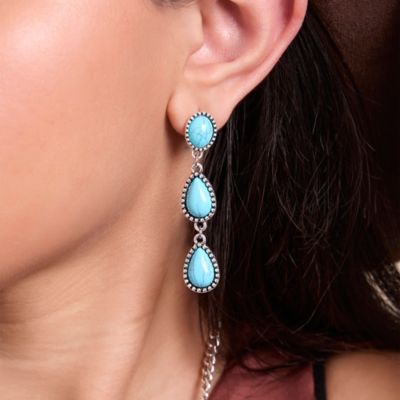 Women's Three Stone Drop Earrings