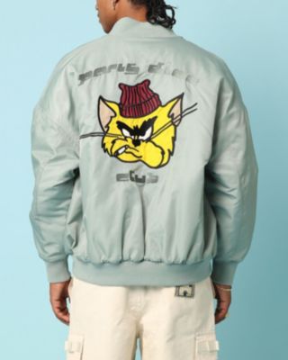 Big & Tall Cat Bomber Jacket- Light/Pastel Green, 3XL