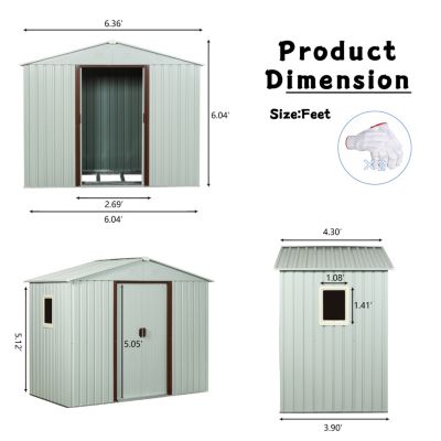 Streamdale 6FT X 5FT Outdoor Metal Storage Shed With Window White