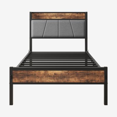 Streamdale Twin Size Bed Frame with Storage Headboard