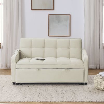 Streamdale Loveseat Sofa Bed with Pull-out, Adjustable Back, USB Charging