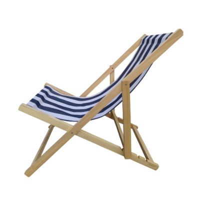 Streamdale Folding Chaise Lounge Chair, Dark Blue & Broad Stripe