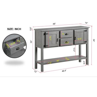 48" Solid Wood Console Table with 3 Drawers