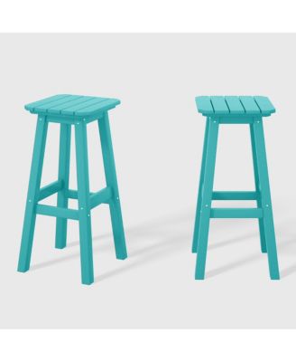 29" HDPE Outdoor Patio Square Bar Stools Set of 2
