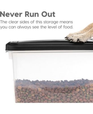 USA 54 Lbs / 69 Qt WeatherPro Airtight Pet Food Storage Container with Attachable Casters, For Dog Cat Bird and Other Pet Food Storage Bin, Keep Fresh, Translucent Body, Easy Mobility, Black
