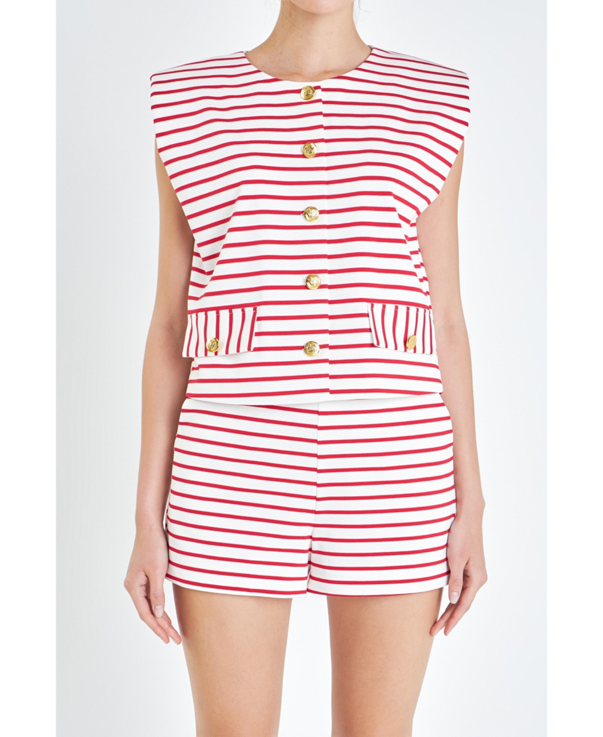 Women's Striped Top - White/red