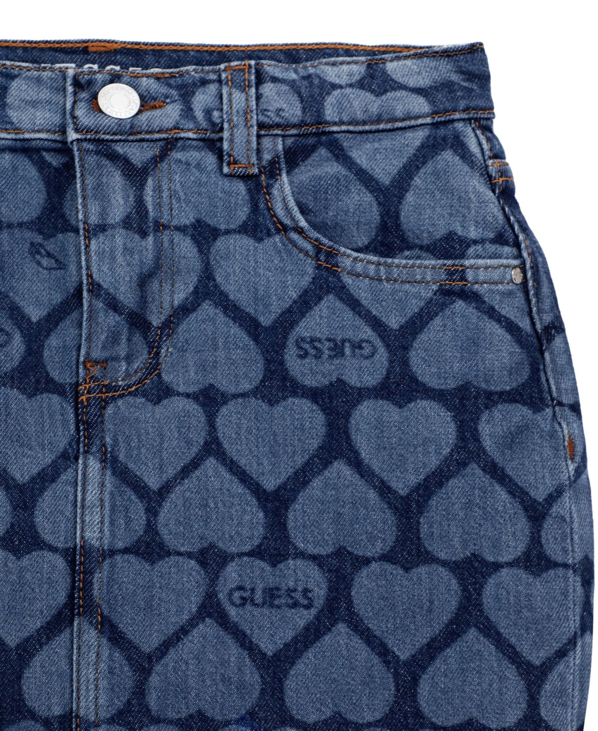 Guess Big Girl Stretch Denim Heart Skirt