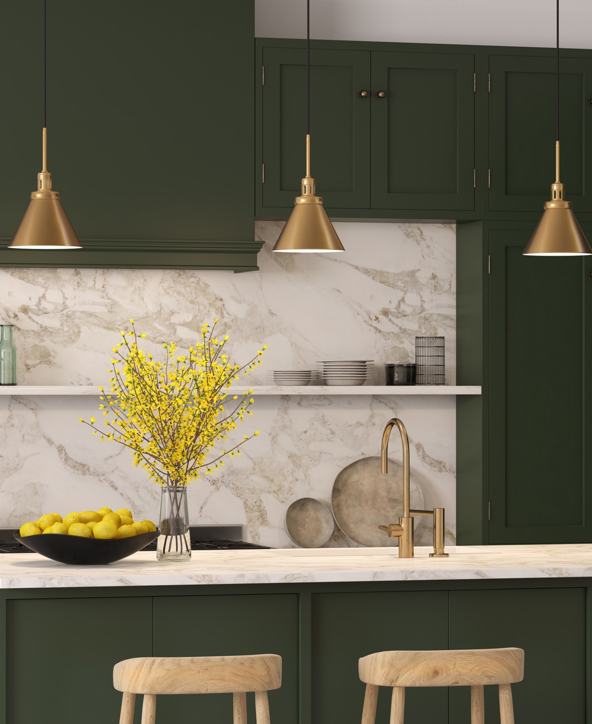 Hudson & Canal Zeno Pendant In Brass