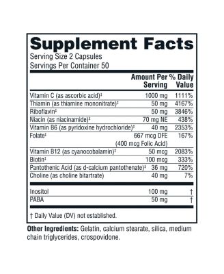 Stress B-Complex Caps - Complete B-Complex & 1000 mg Vitamin C - Energy Support Supplement with Vitamin B12 and B6-100 Capsules (Pack of 2)