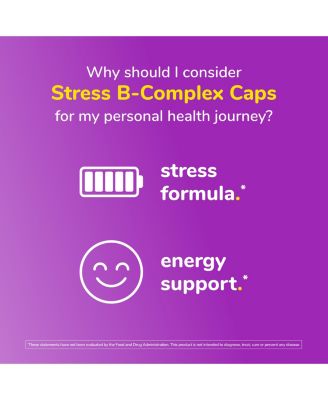 Stress B-Complex Caps - Complete B-Complex & 1000 mg Vitamin C - Energy Support Supplement with Vitamin B12 and B6-100 Capsules (Pack of 2)