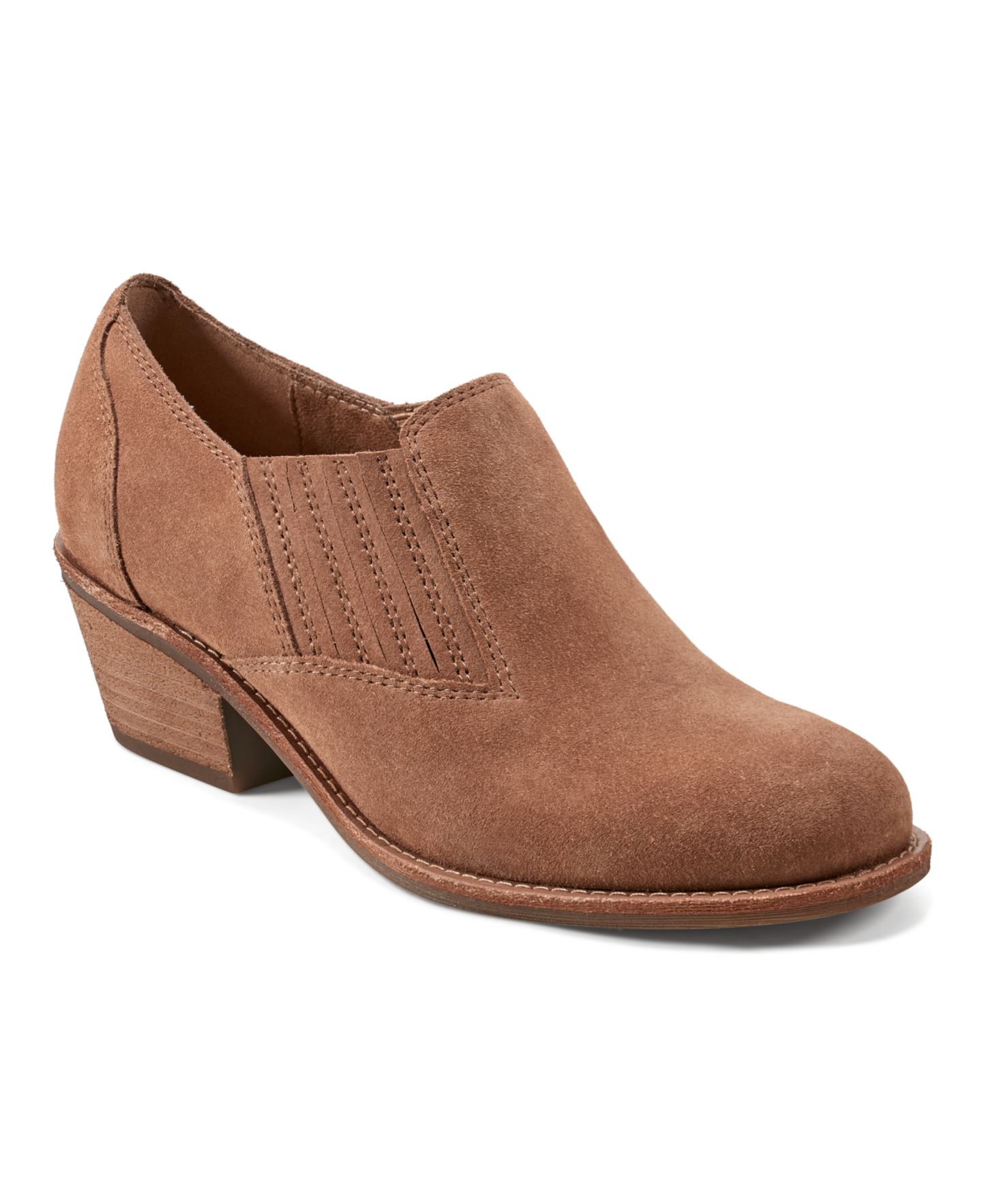 Женские ботинки Earth Jalin Almond Toe Slip-On Shooties, цвет: Коньячный замшевый — фото 1
