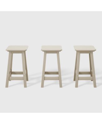 24" HDPE Outdoor Patio Counter High Backless Square Set of 3