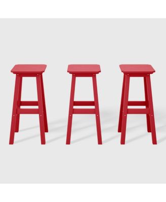 29" HDPE Outdoor Patio Square Bar Stools Set of 3