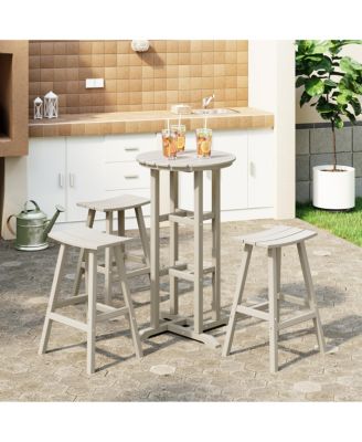 Outdoor Patio Bar Height Table and Bar Stool 4-Piece Dining Set