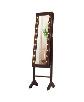 18 LED lights Mirrored Jewelry Cabinet Organizer