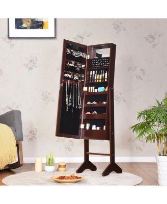 18 LED lights Mirrored Jewelry Cabinet Organizer