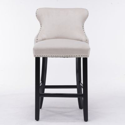 Velvet Wingback Bar Stools Set of 2