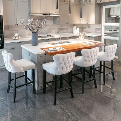 Velvet Wingback Bar Stools Set of 2