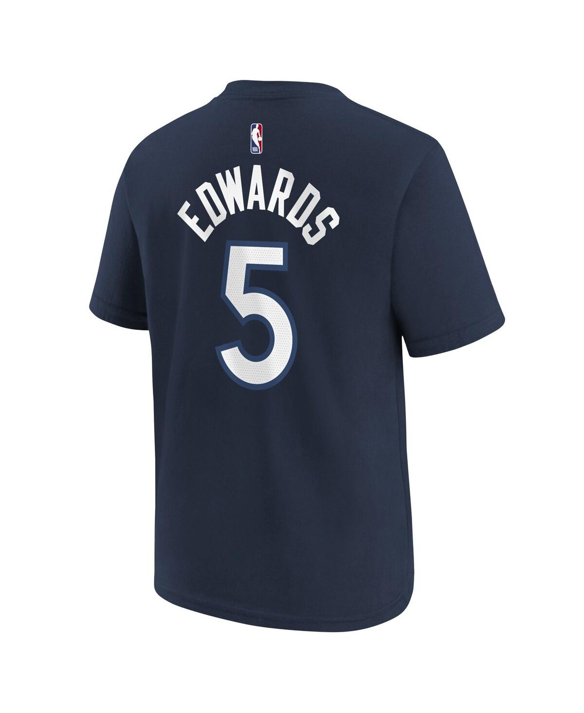 Nike Big Boys And Girls Anthony Edwards Navy Minnesota Timberwolves Icon Name Number T-shirt In Navy