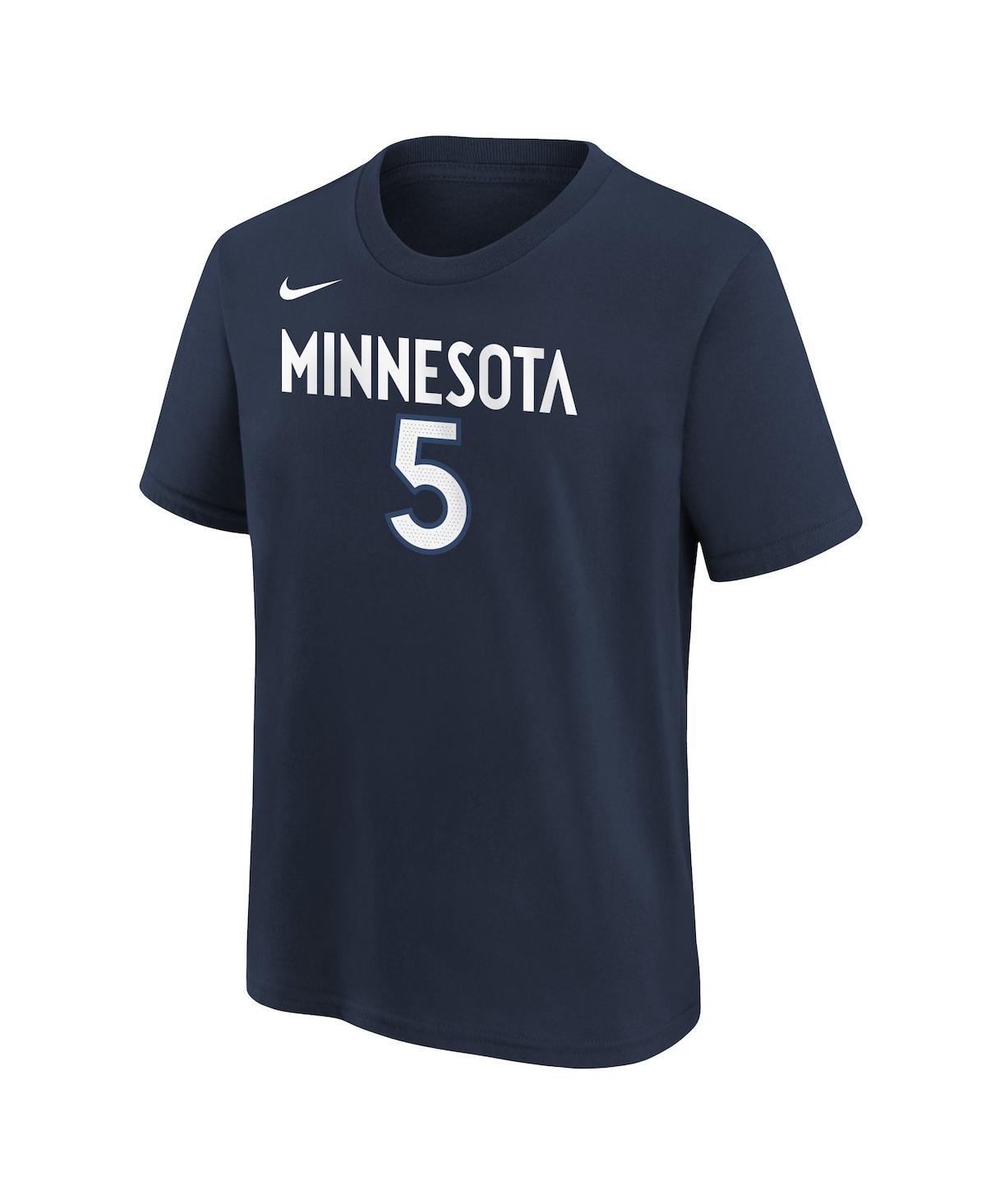 Nike Big Boys And Girls Anthony Edwards Navy Minnesota Timberwolves Icon Name Number T-shirt In Navy