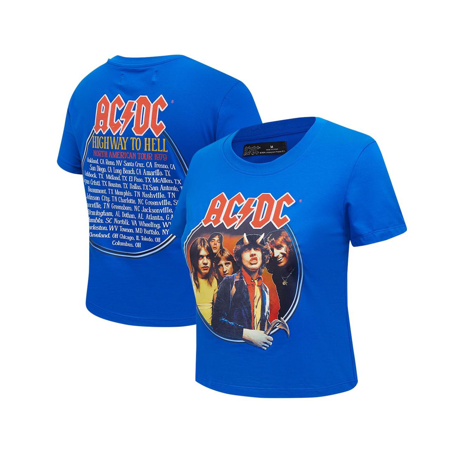 Women's Royal AC/DC Highway to Tour 1979 Baby Doll Cropped T-Shirt