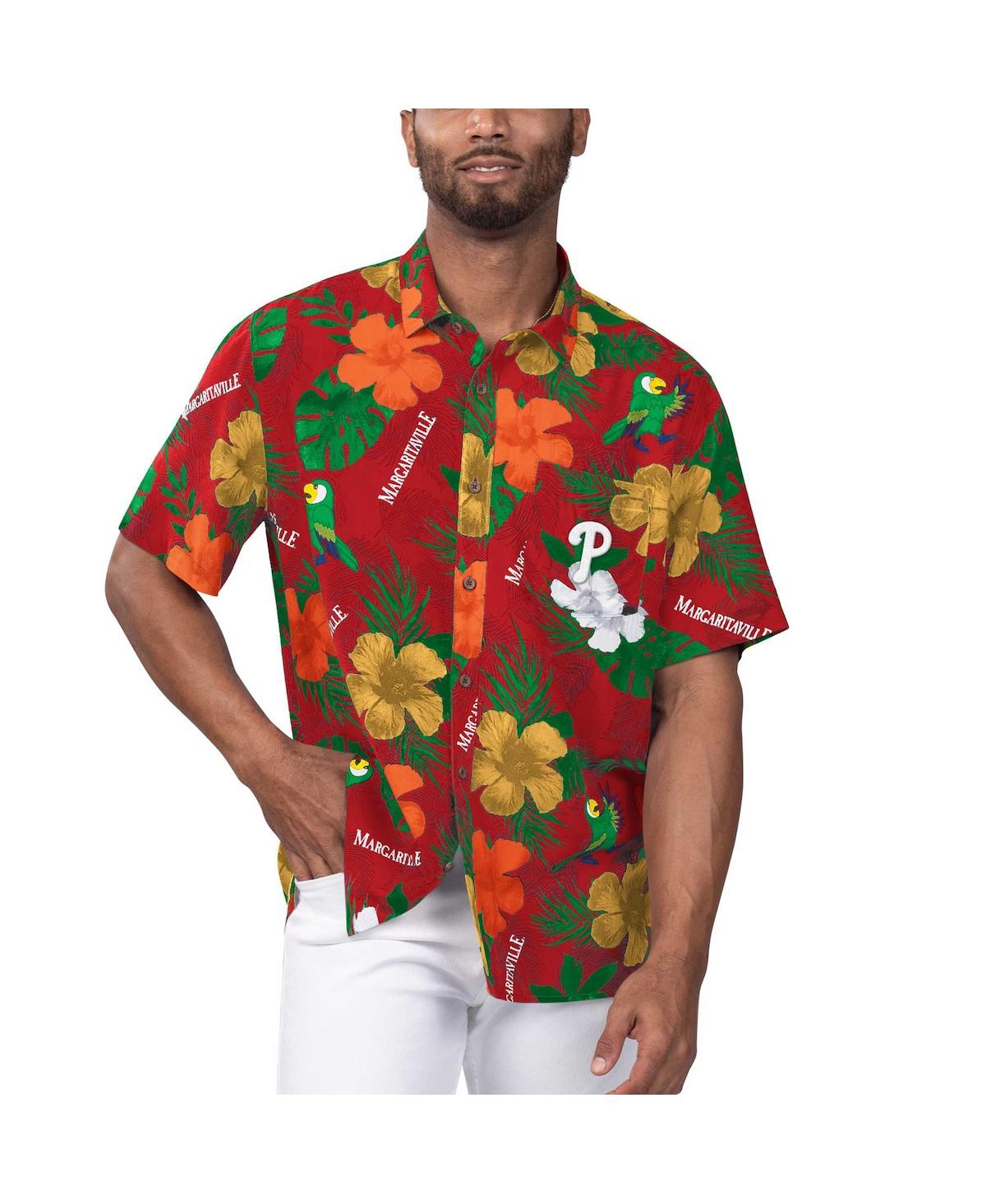 Men's Philadelphia Phillies Island Life Floral Party Button-Up Shirt - Red