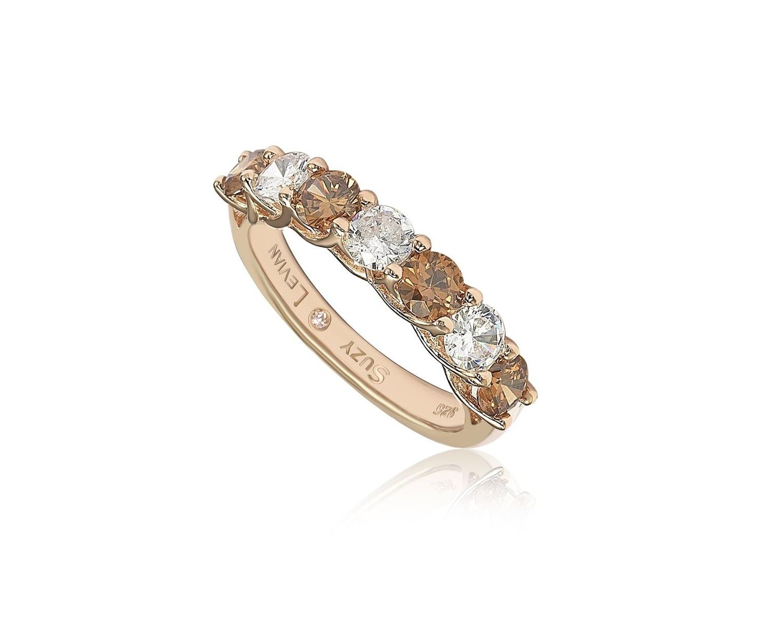 Suzy Levian Sterling Cubic Zirconia Alternating & Half Eternity Band Ring