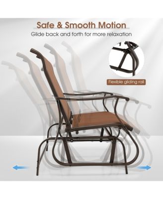 2-Person Patio Swing Glider Bench Loveseat Rocking Chair High Back Deck