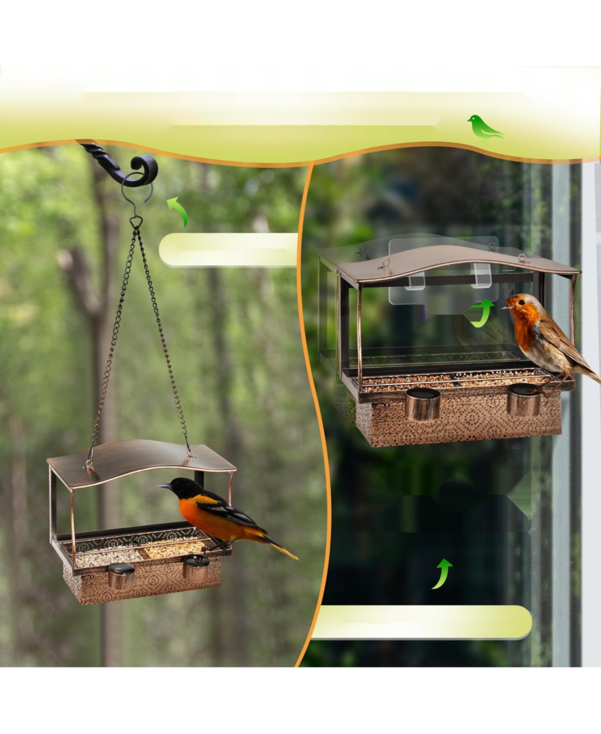 Twinkle Star Gazebo Bird Feeder for Outdoor & Garden, Antique Finish - Bronze no.1