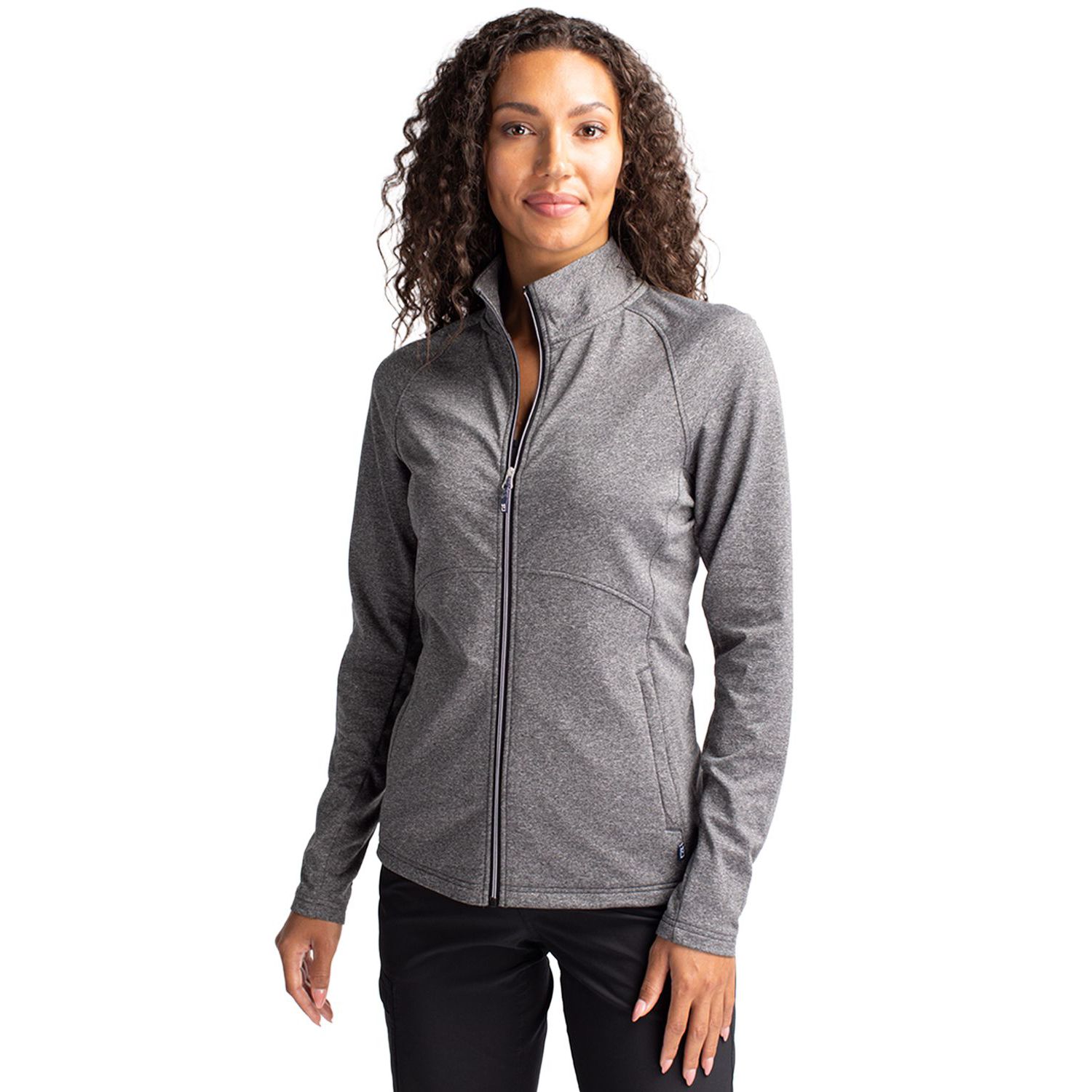 Women's Cutter and Buck Adapt Knit Heather Long Sleeve Full Zip