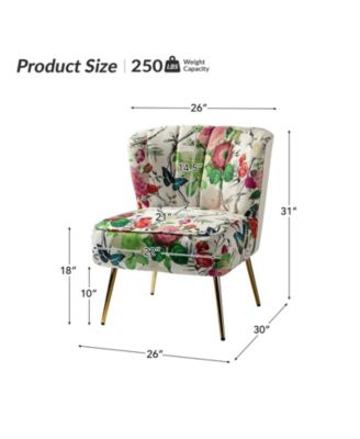 1 piece Tufted Floral Fabric Gold Metal Legs  Accent Chair