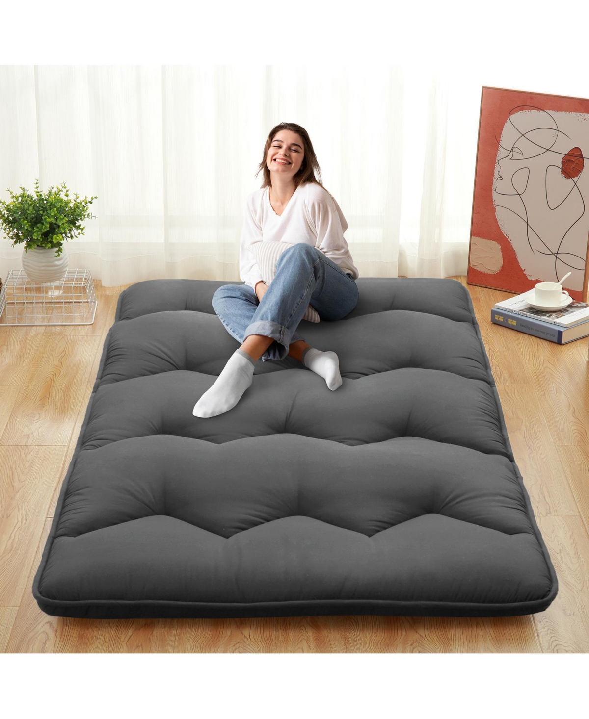 Caromio Futon Mattress Full Size, Floor Pad Portable Dorm Sleeping Pad, 54"x 80"