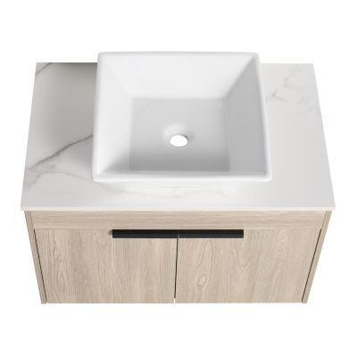 30" Modern Design Float Bathroom Vanity With Ceramic Basin Set