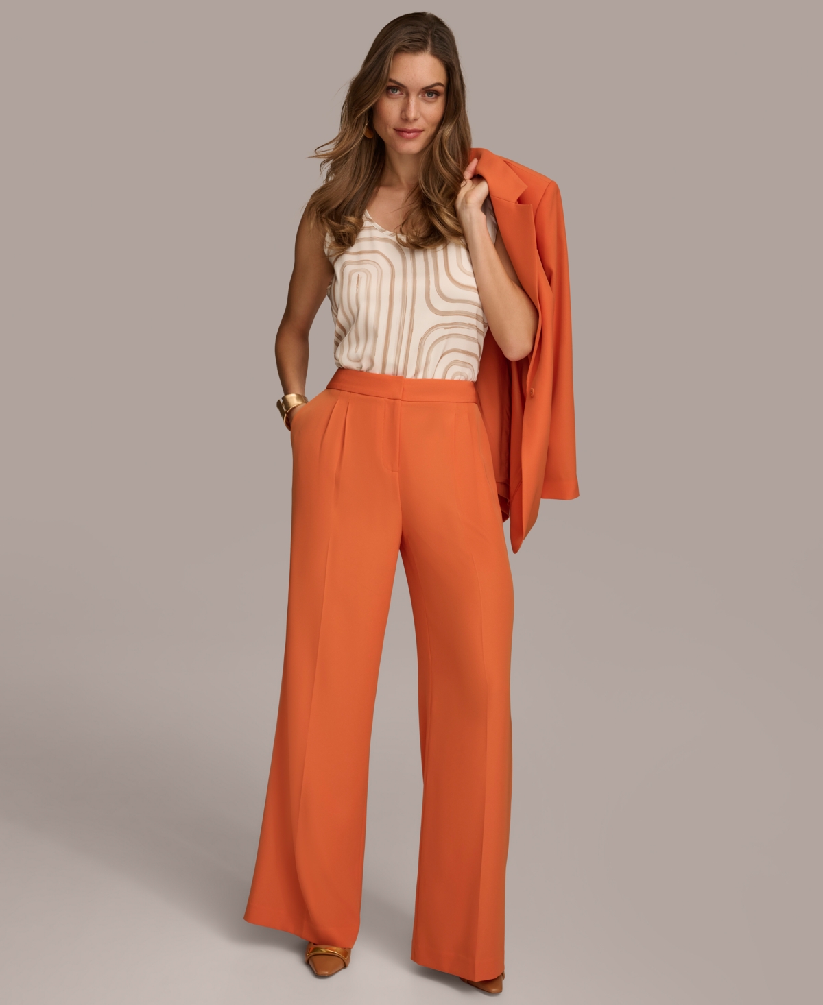 Donna Karan Women's Wide-Leg Pleat-Front Pants