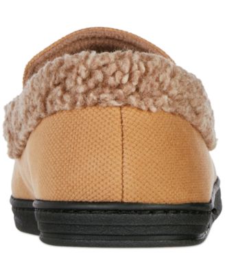 Men's Brushed Knit or Plaid Lewis Moccasin Slipper with Fleece Lining and Memory Foam 