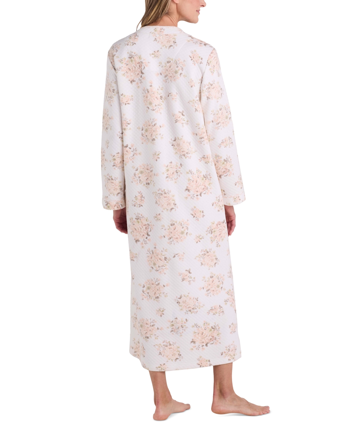 Miss Elaine Women's Floral Long-Sleeve Zip-Front Robe
